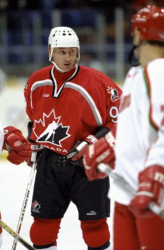 10 Feb 1998: Wayne Gretzky #99 of Team Canada skates during the 1998 Winter Olympic Games against Team Belarus at the Big Hat Arena in Nagano, Japan. Mandatory Credit: Mike Hewitt /Allsport